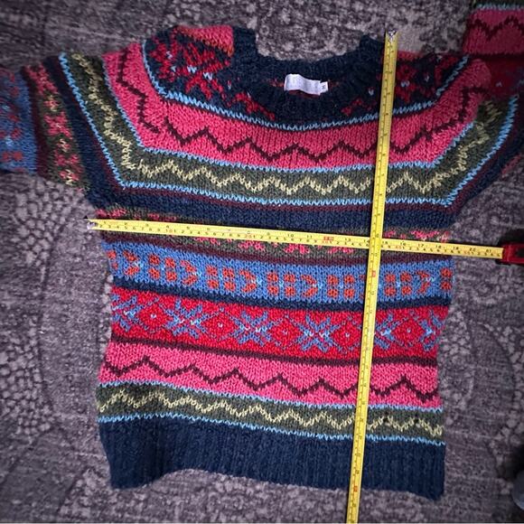Relais Knitware Vintage Women’s Size M Blue Pink Red Fairisle Crewneck Sweater - Picture 6 of 8